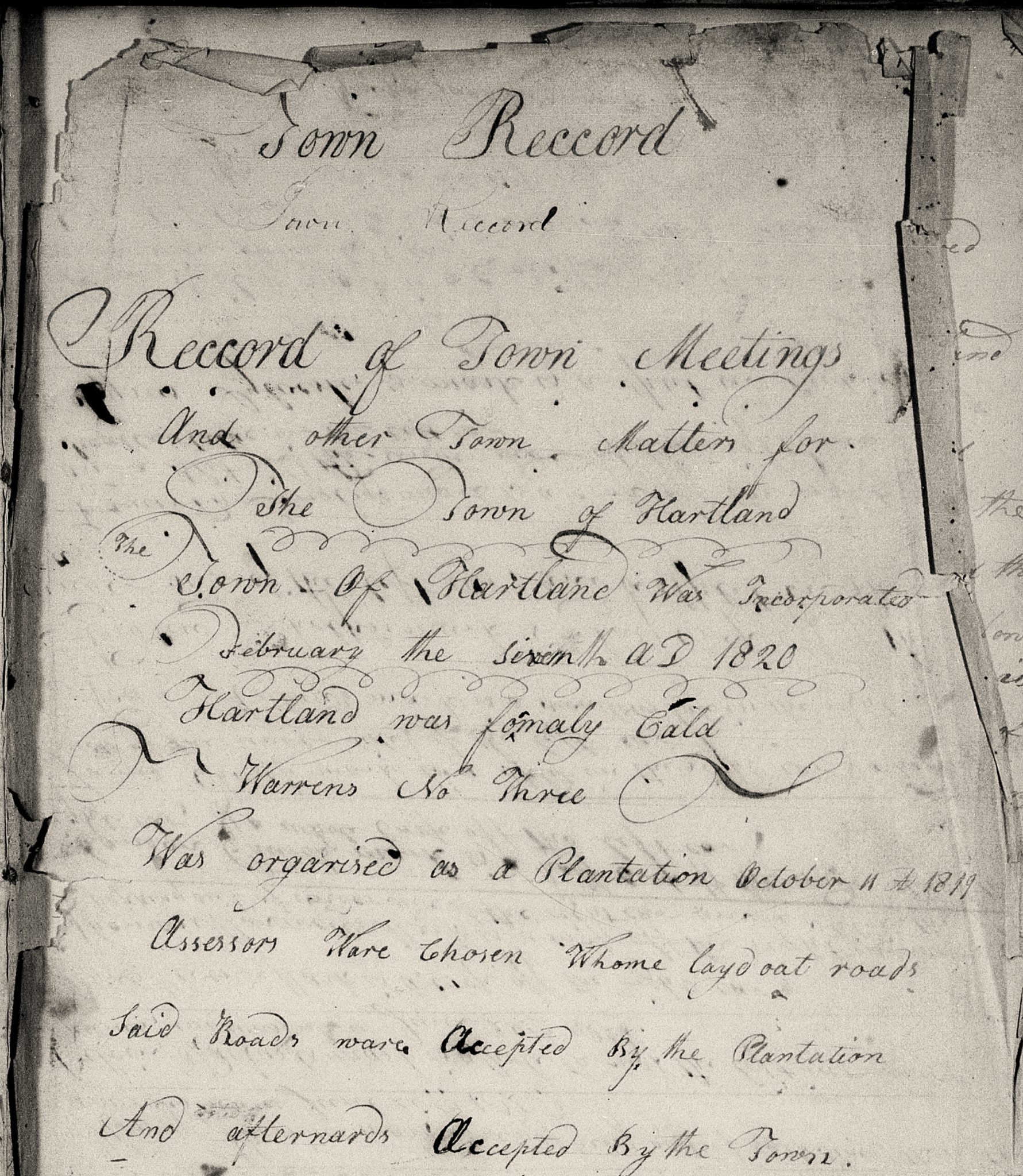 Historical Documents of Hartland, Maine